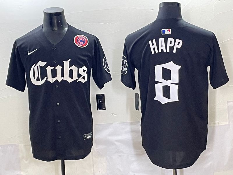 Men 2025 Chicago Cubs #8 Happ Black Five generations Joint Name Nike MLB Jersey style 13->chicago cubs->MLB Jersey